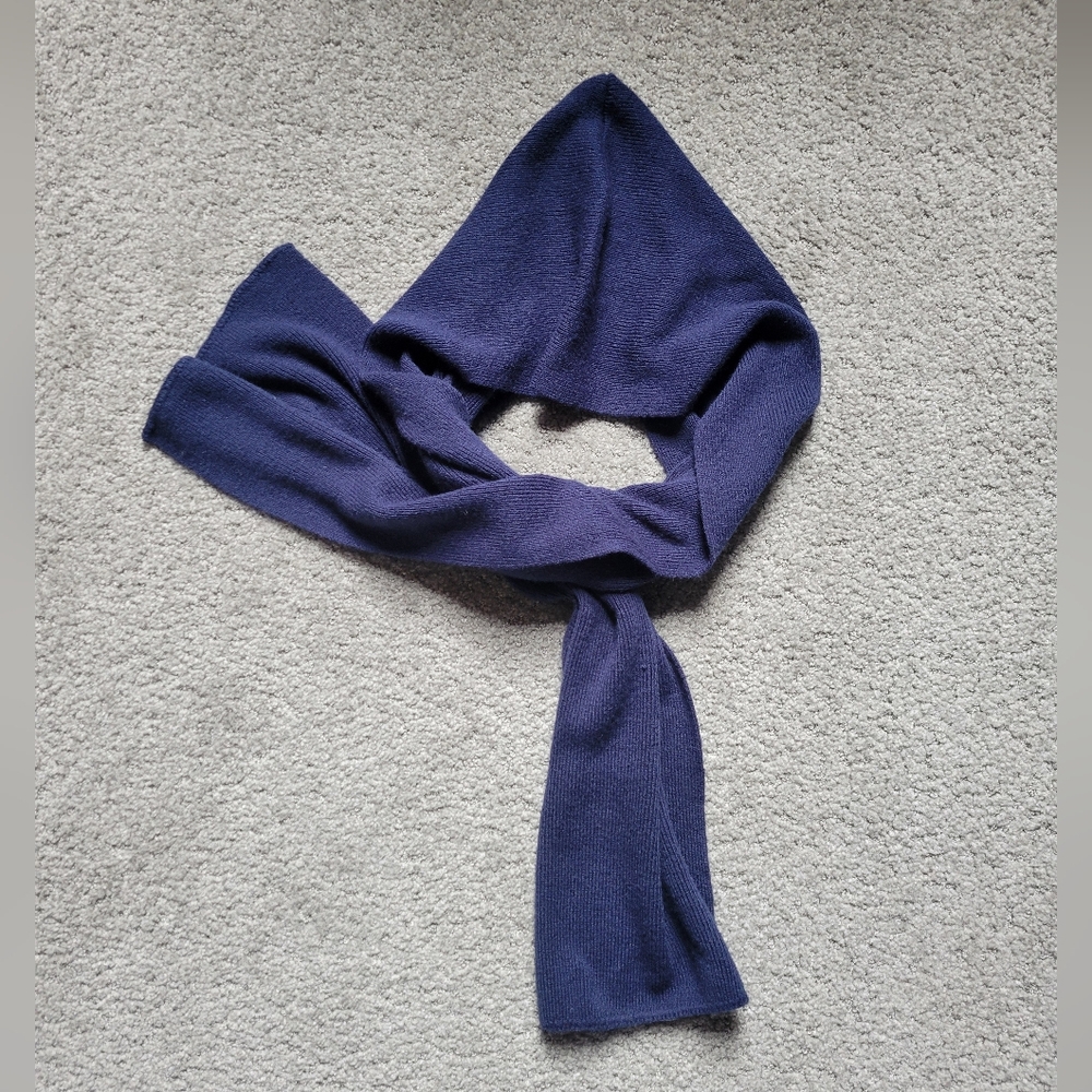 Vintage 80s GITANO Hood Wrap Hooded Scarf Navy Blue